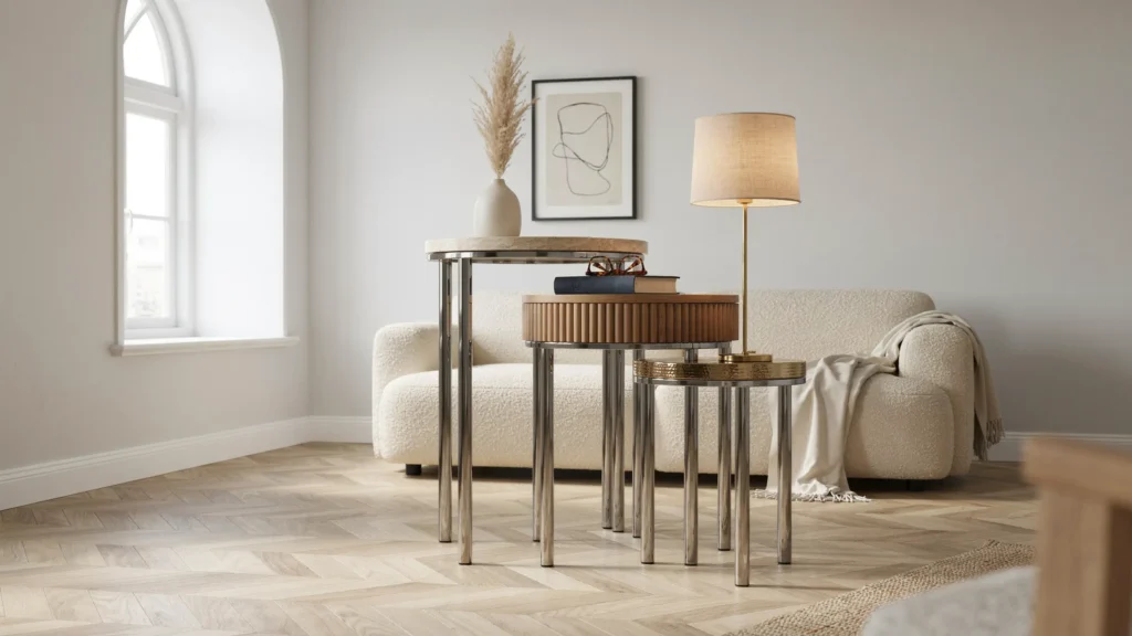 Set of Nesting Chrome Side Tables
