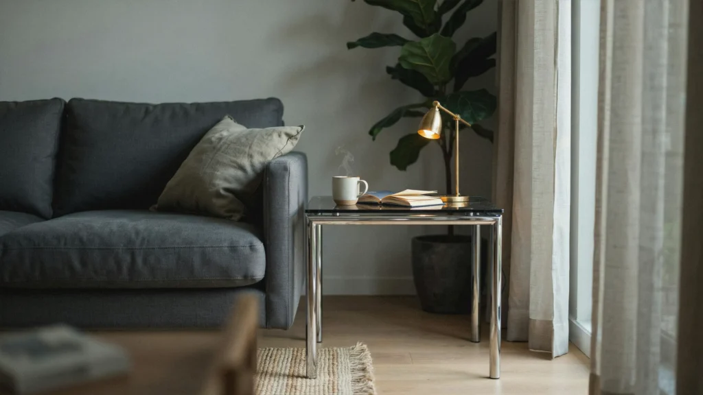 Smoked Glass Chrome Display Table