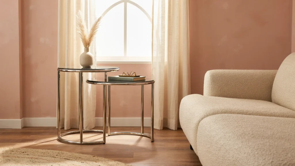 Two-Tier Staggered Mirror-Top Table