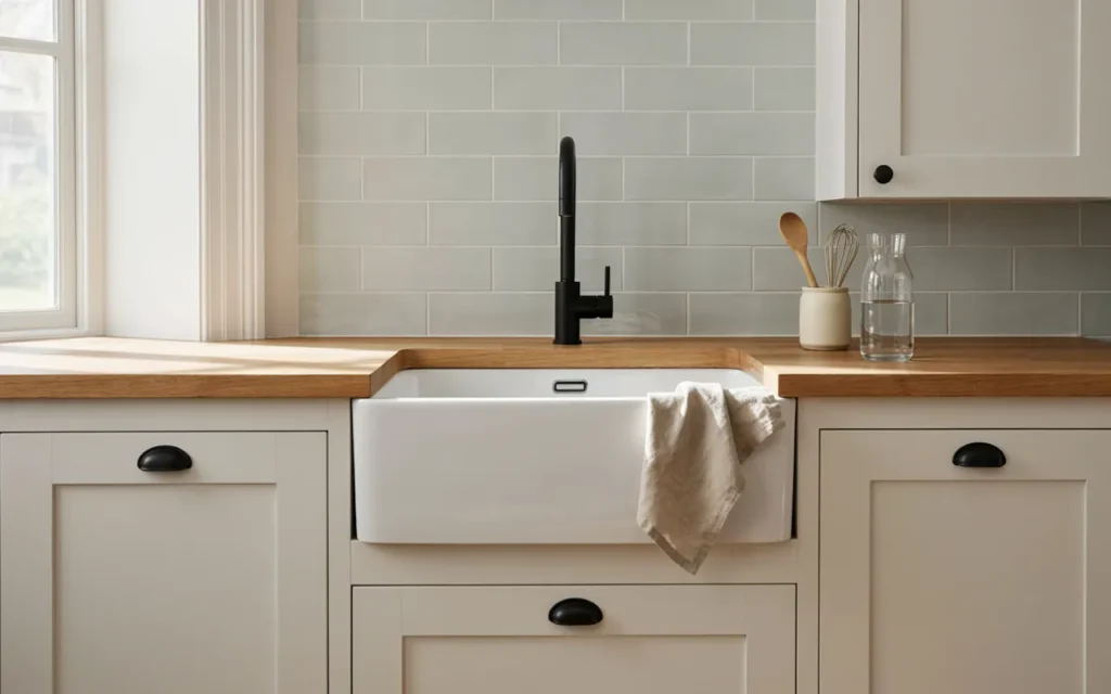 Victorian-Style Farmhouse Sink With Minimalist Faucet