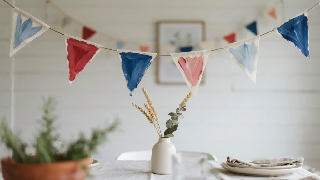 Watercolor Painted Canvas Bunting