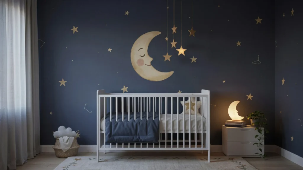 Whimsical Moon and Stars Illustration