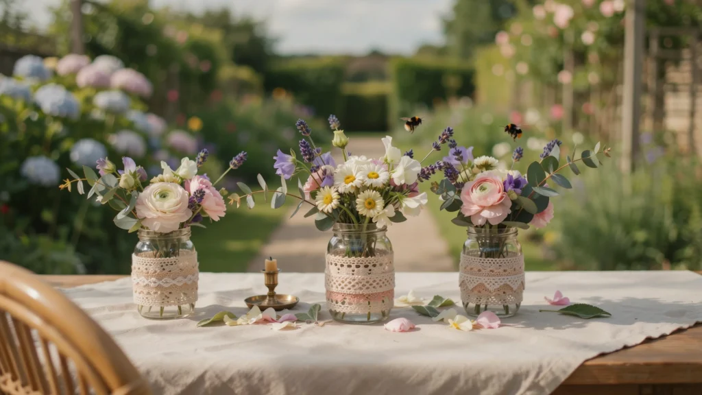 Wrap Jars in Lace for Simple Centerpieces