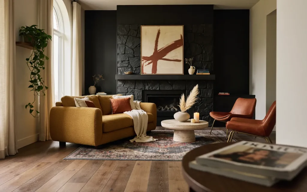 1. A Black Fireplace Wall