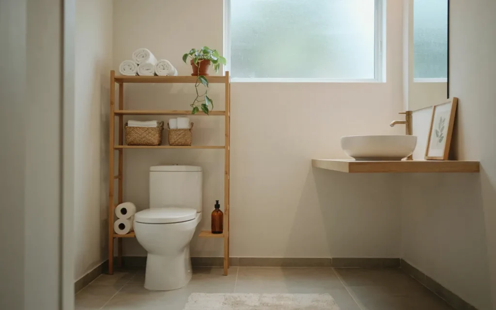 1. Add a Freestanding Over-the-Toilet Shelf