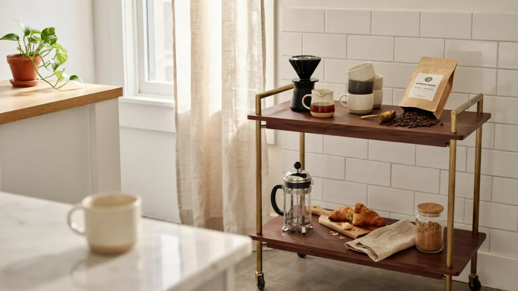1. Rolling Bar Cart Coffee Station