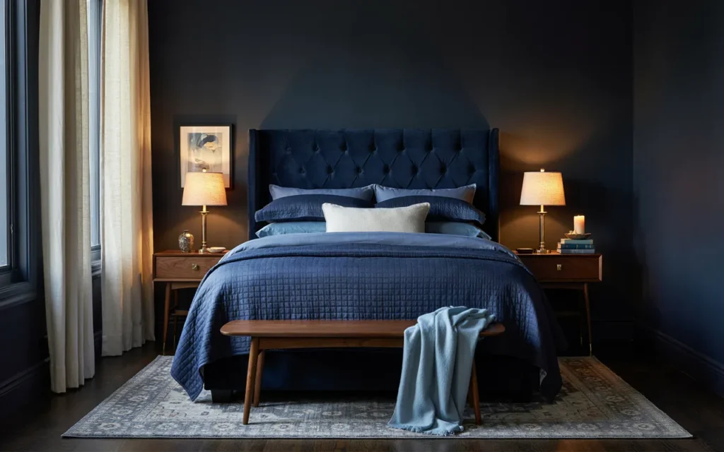 12. Bring Navy Blue Into the Black Wall Scheme