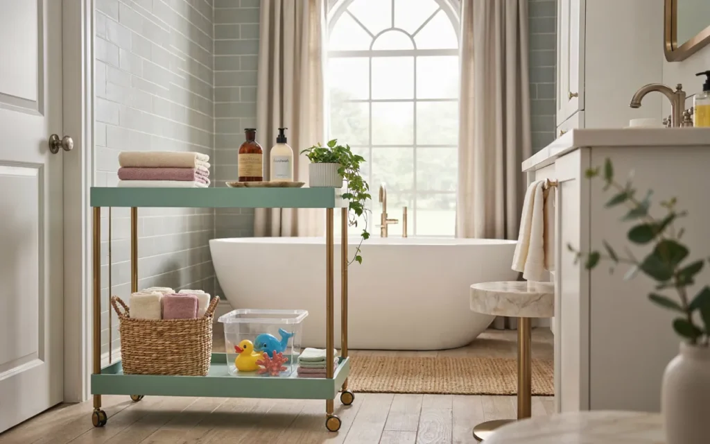 12. Repurpose a Bar Cart as a Rolling Vanity Station