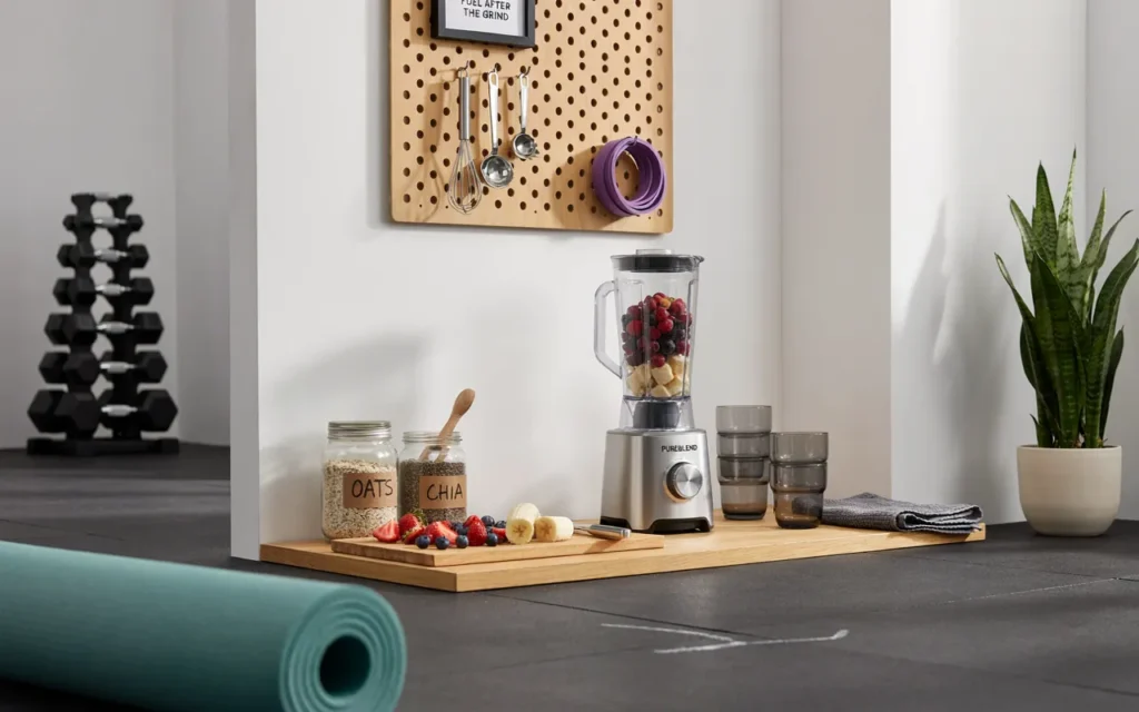 13. Add a Beverage Station to Your Gym Room