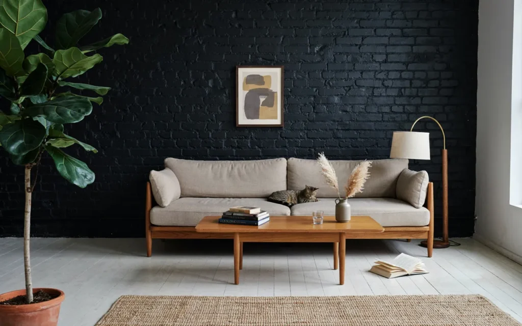 13. Black Wall With Stone or Brick Texture