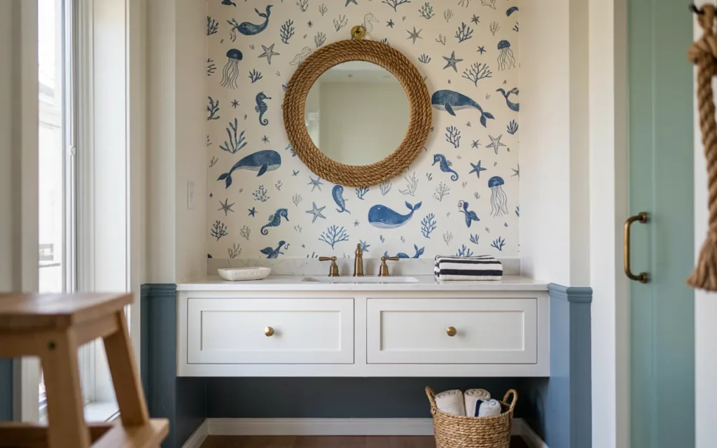13. Choose a Nautical or Floral Accent Wall