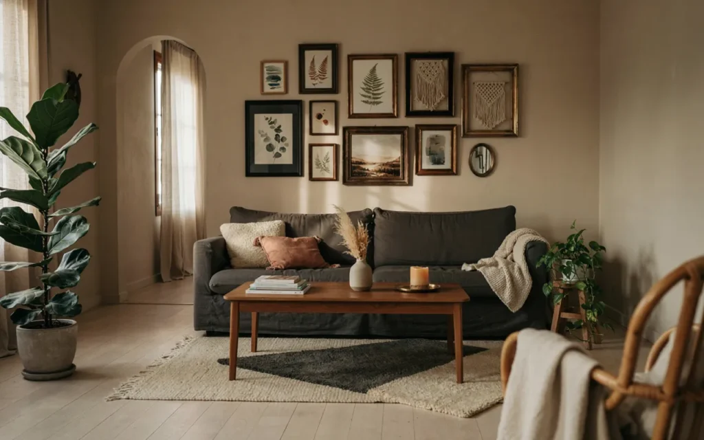 13. Try A Grey Boho Gallery Wall