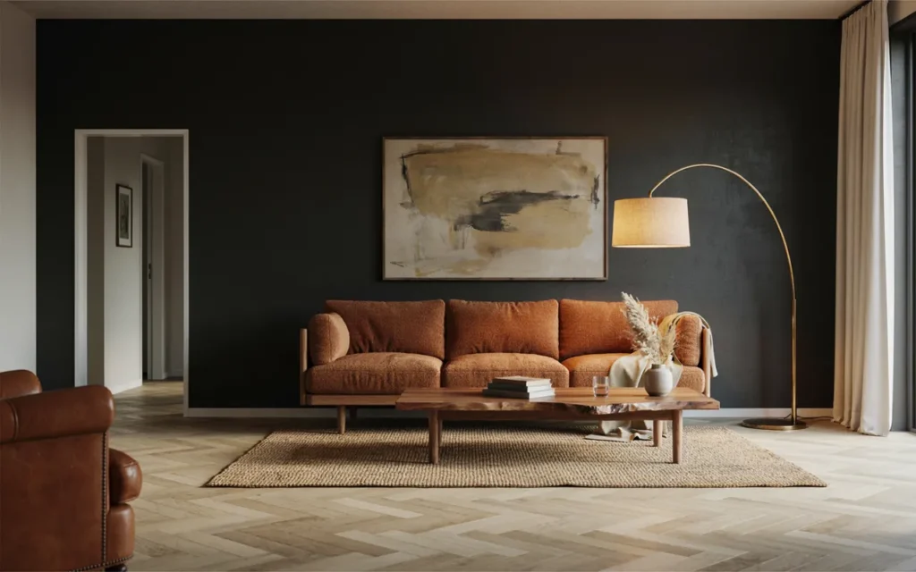 14. Black Paired With Natural Wood Tones