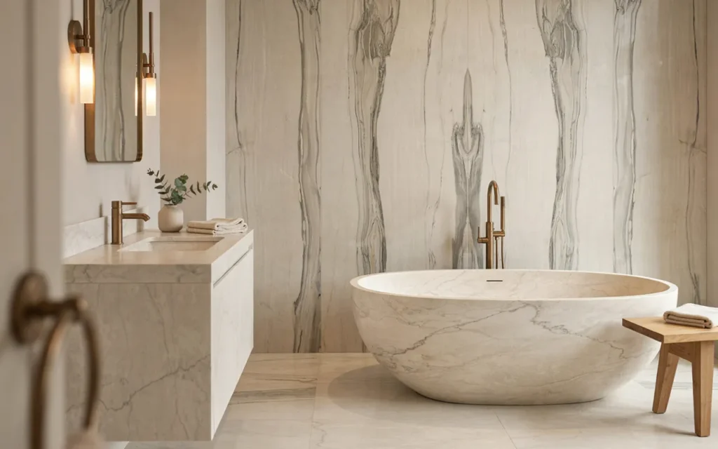 14. Luxurious Marble And Brass Combination