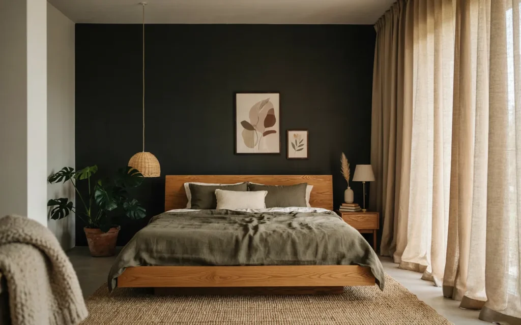 15. Use a Black Wall With Green Accents