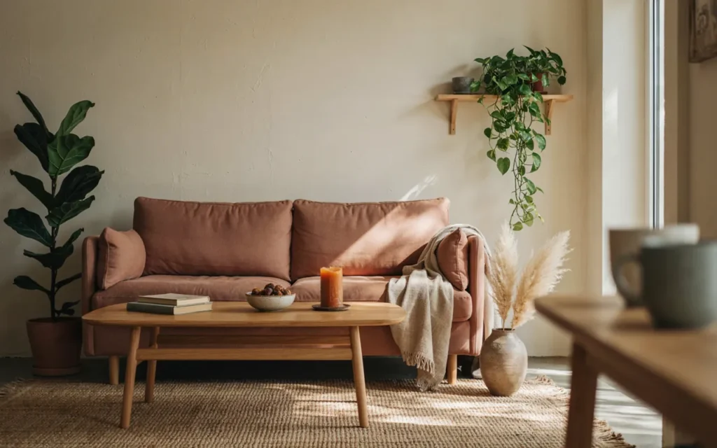 15. Warm Terracotta Sofa for an Earthy Room