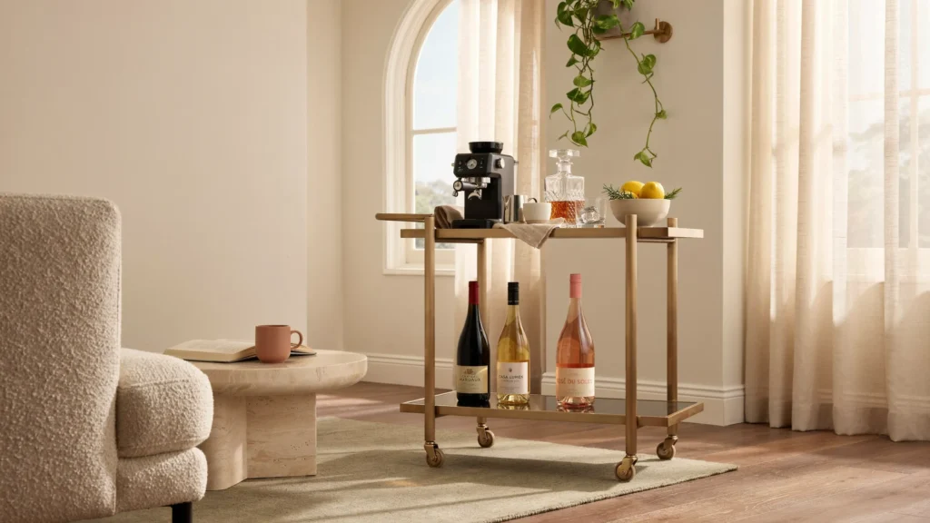 17. Bar Cart with Wine and Coffee Combo