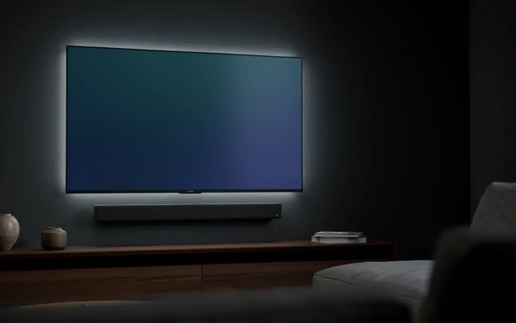 17. Black Wall With a Halo-Lit TV Frame