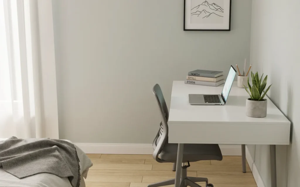 17. Tech Minimal Workspace Bedroom