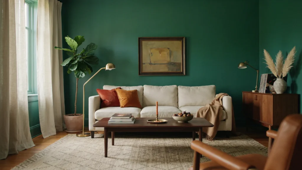 18. Emerald Green for a Dramatic Living Room