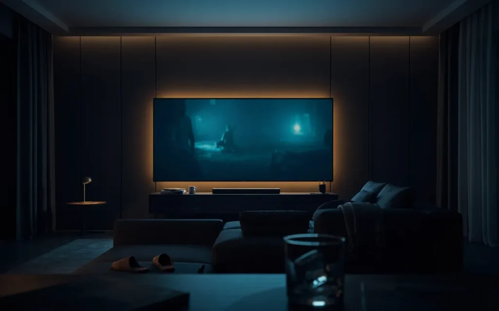 18. Moody Black Wall in a Home Theater or Media Room