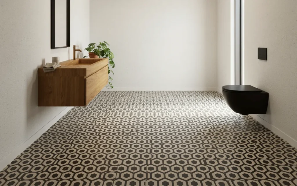 18. Statement Floor Tile With Simple Walls