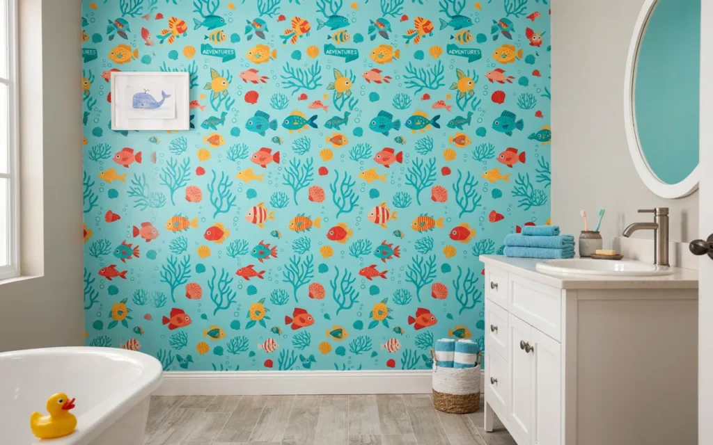 2. Add Waterproof, Themed Wallpaper
