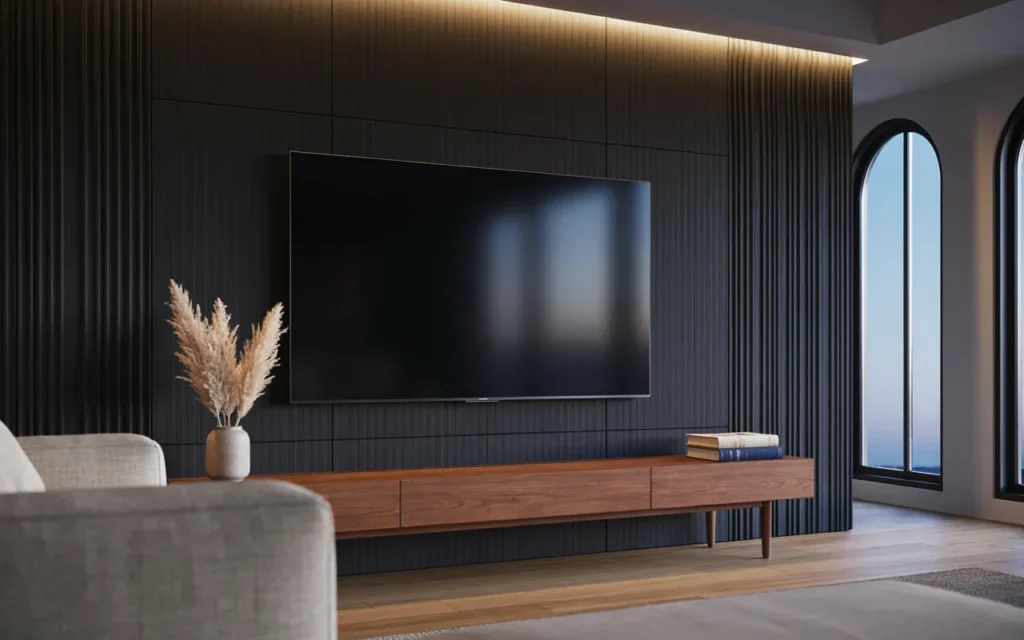 20. Black Textured Panel With Warm Amber Glow