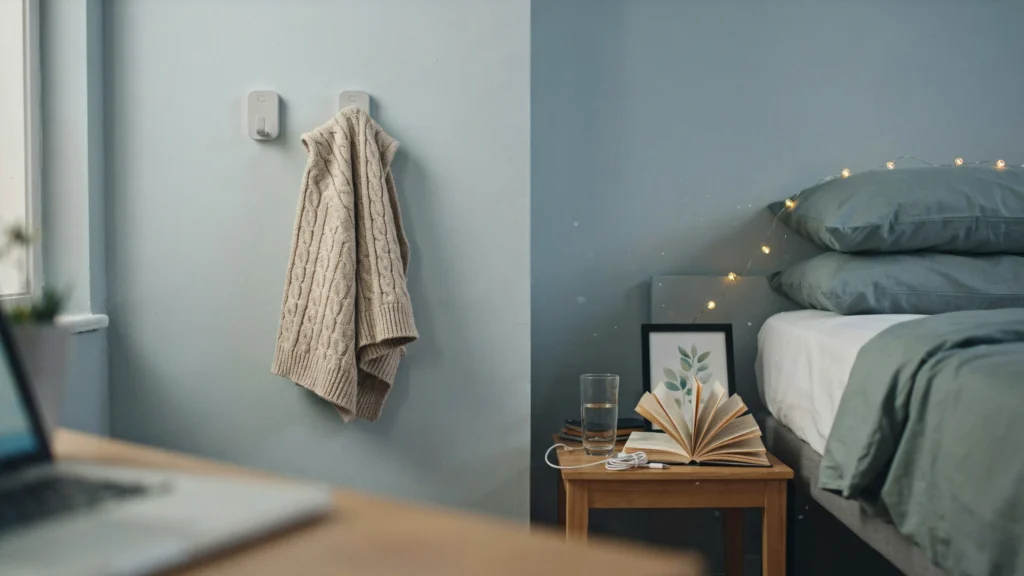 22. Damage-Free Wall Hooks for Bedding Storage