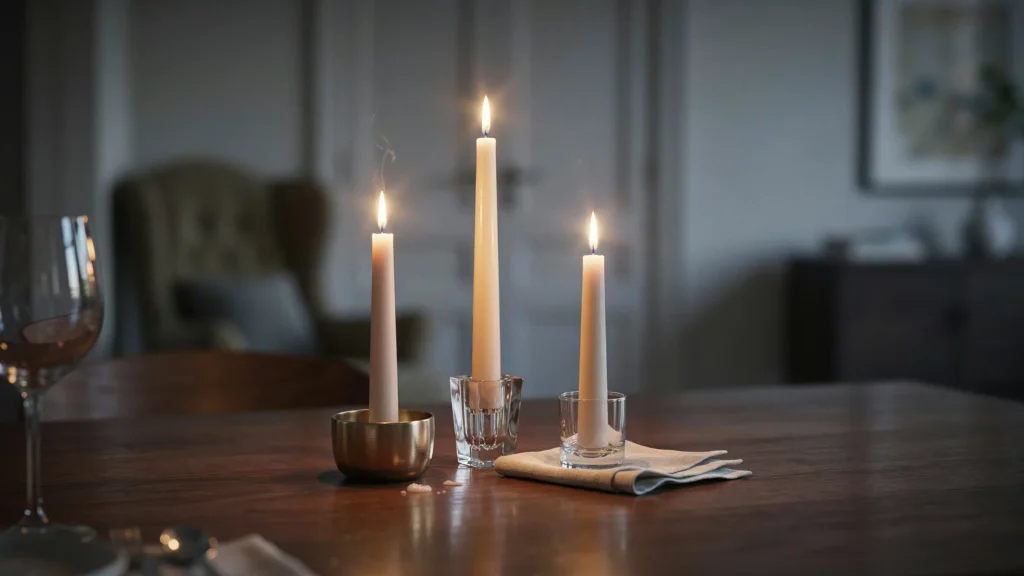 3. Arrange Three Candles for a Luxe Look