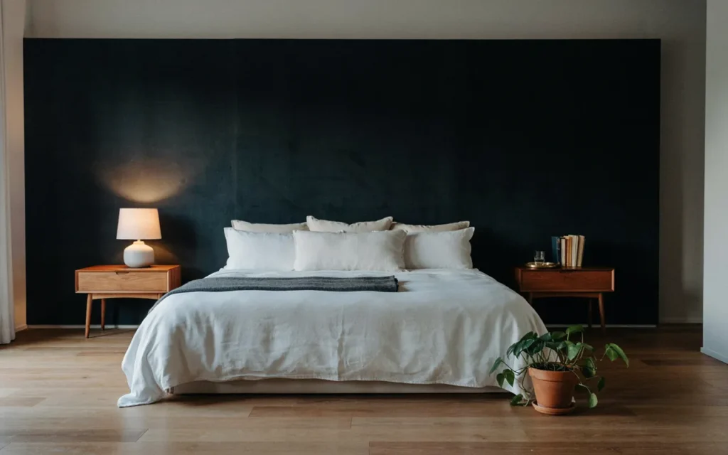 3. Black Wall Behind the Bed