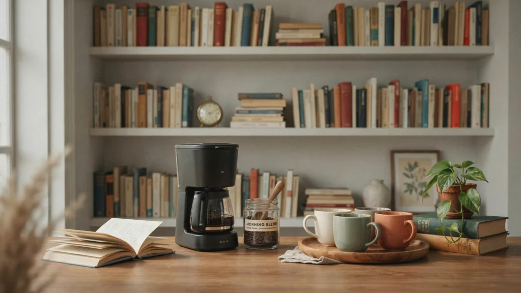 4. Bookshelf Coffee Corner