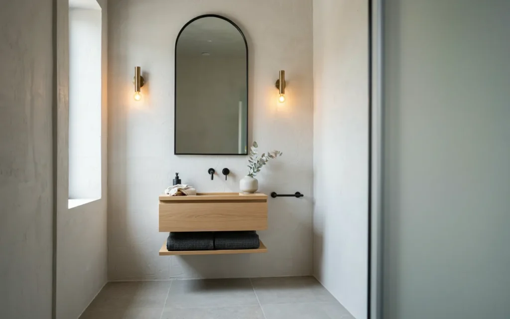 4. Small Bathroom With A Statement Mirror