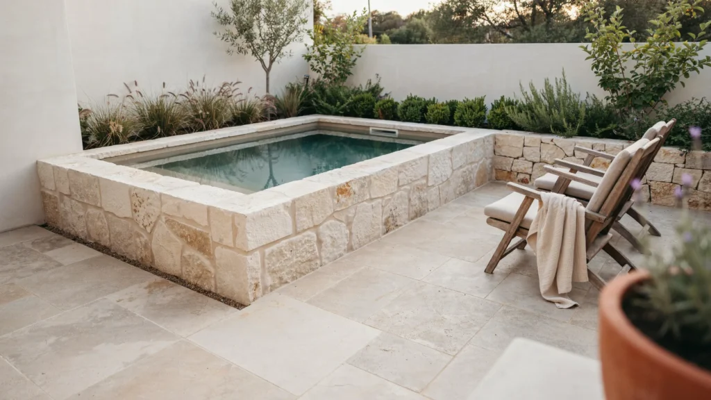 4. Use Stone to Make a Small Pool Feel Substantial