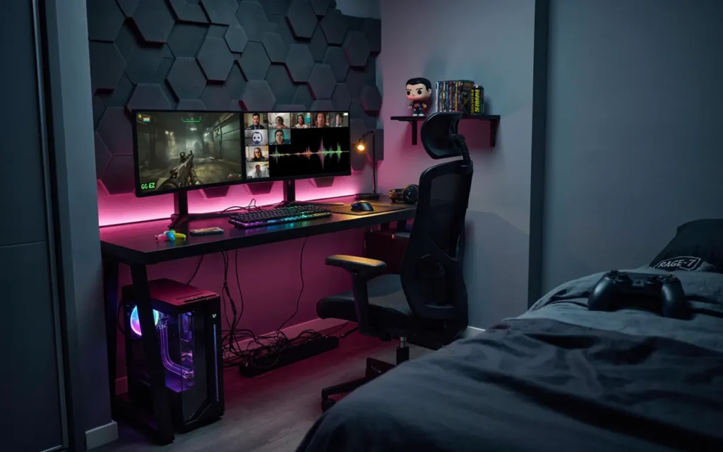 5. Gaming Setup Bedroom (RGB Focus)