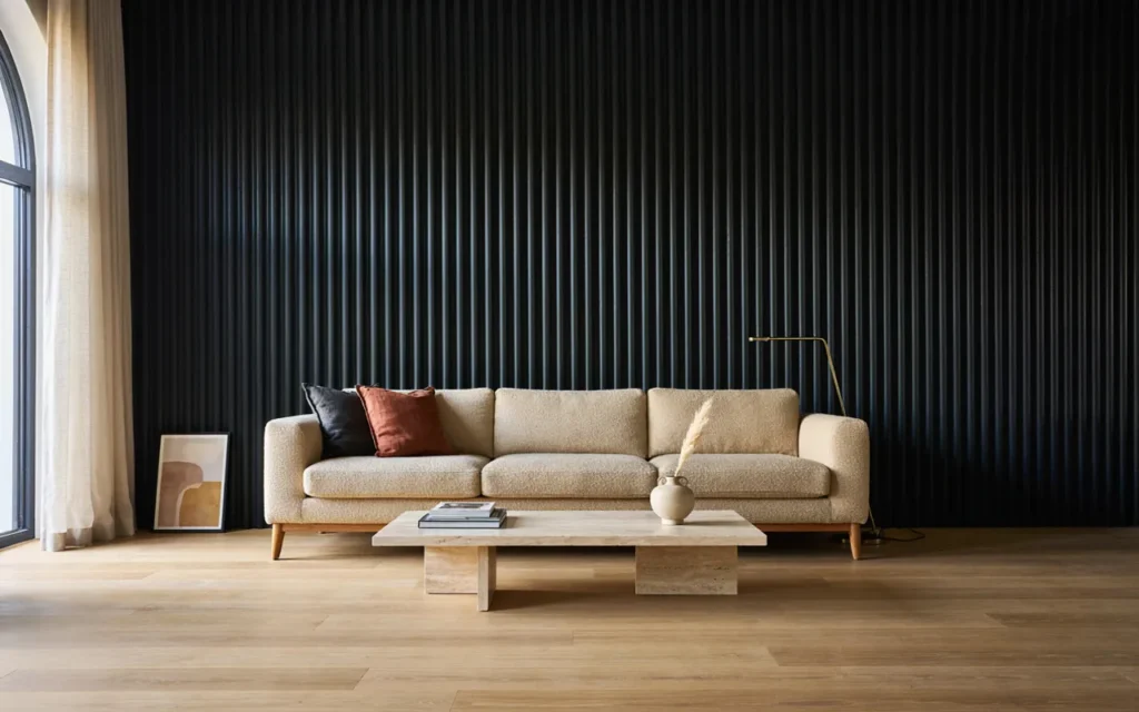 5. Ribbed or Textured Black Paneling