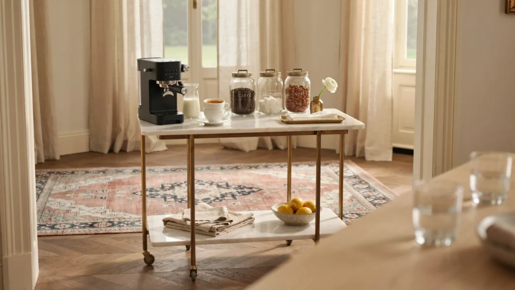 6. Marble-Top Bar Cart