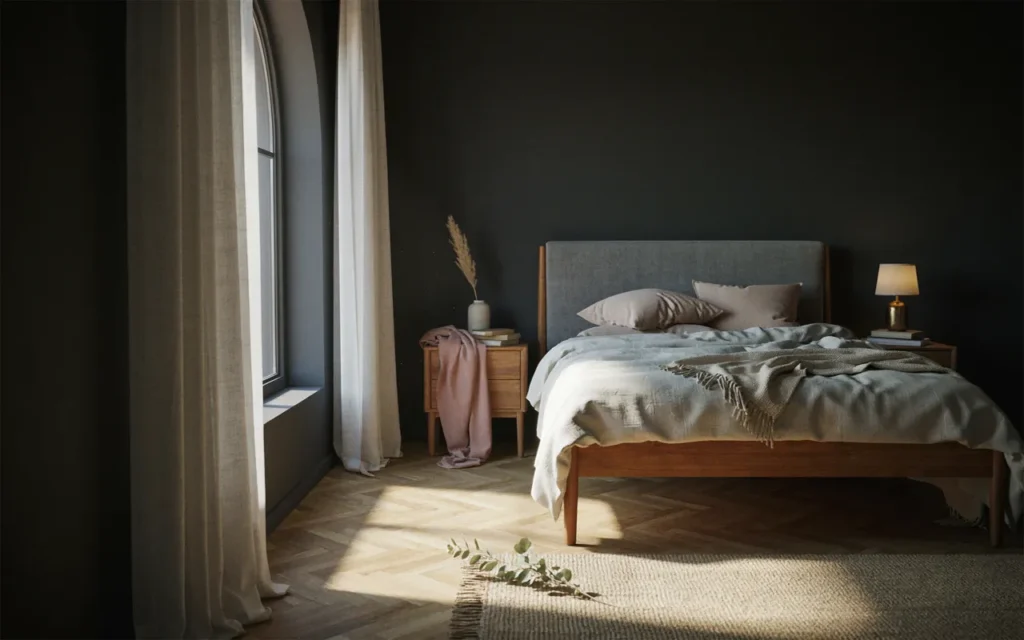 7. Bring Warm Wood Into a Soft Palette