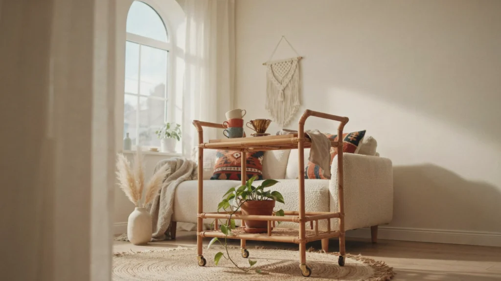 7. Rattan and Wicker Coffee Cart