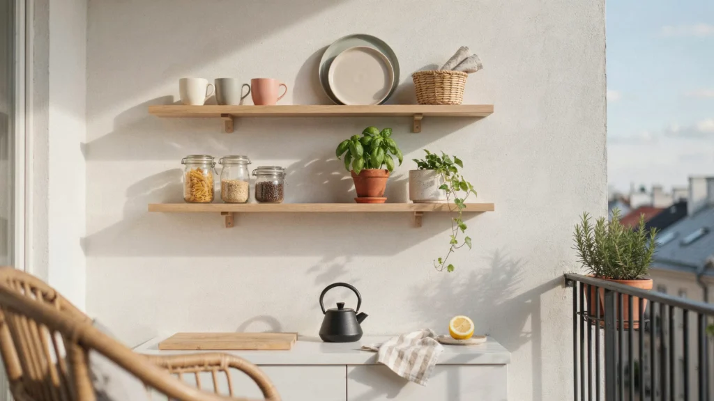 8. Add Open Shelving Above the Counter