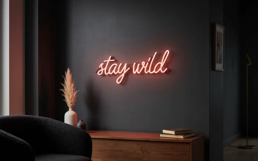 8. Black Wall With a Neon Sign