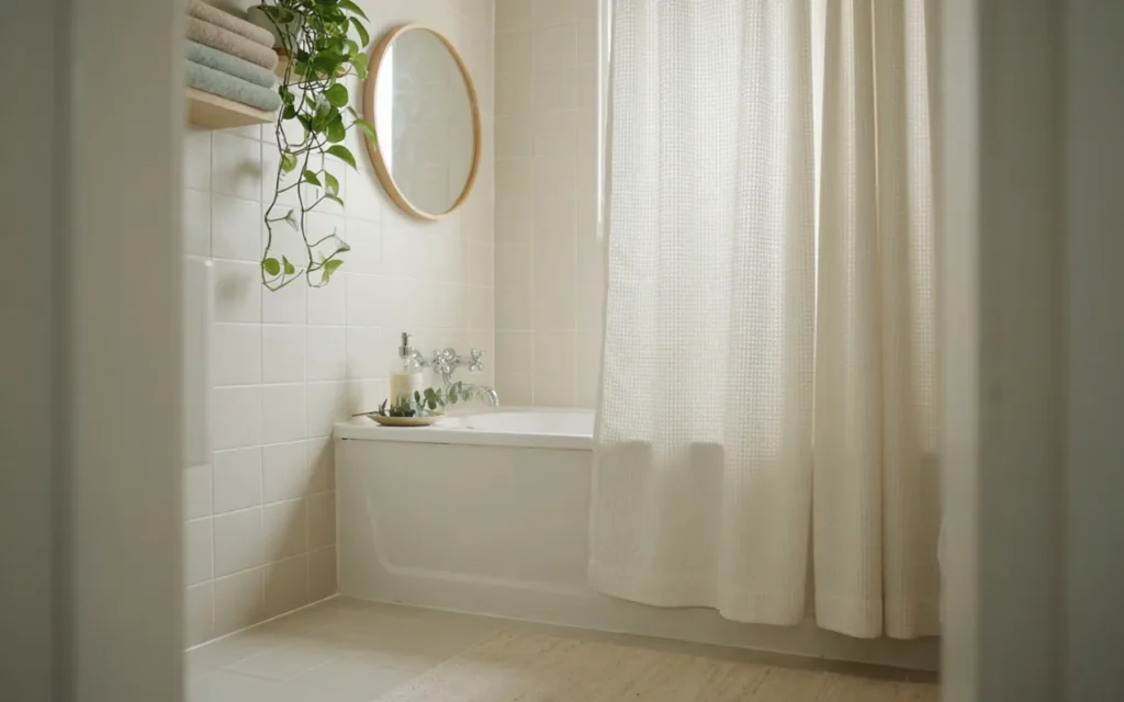 8. Swap in a Light or Clear Shower Curtain