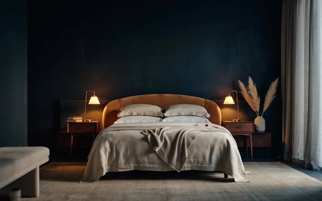 8. Use a Black Wall Behind a Statement Headboard