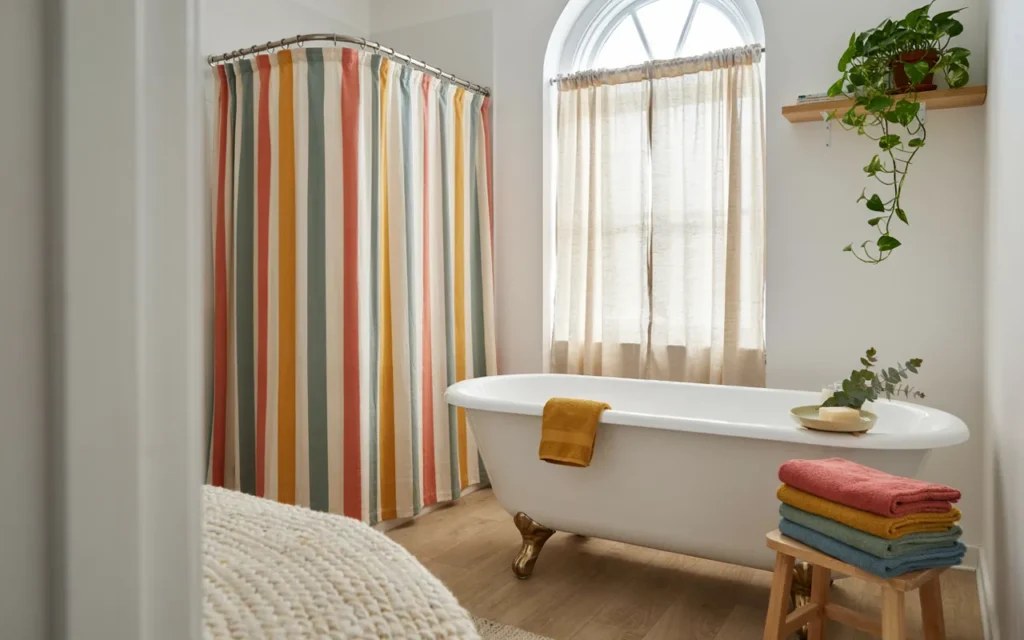 9. Hang a Fun, Easy-to-Clean Shower Curtain